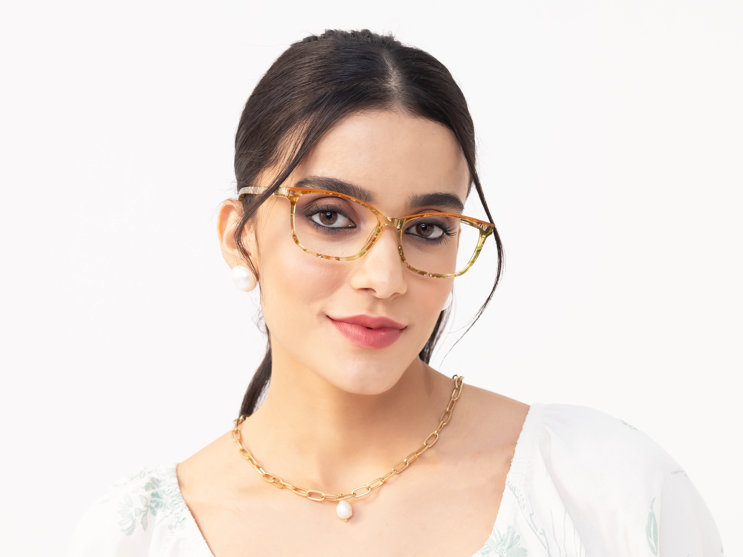Crystal Green Marble Rectangle Eyeglasses