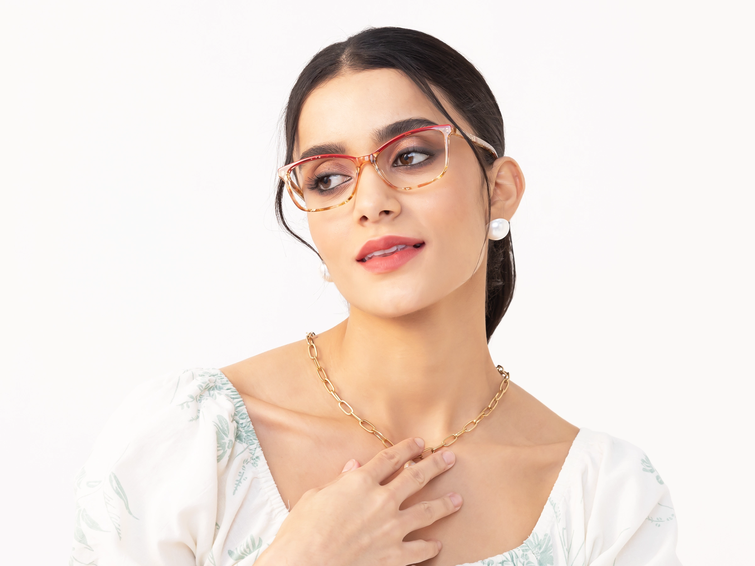 Rose Gold Marble Acetate Rectangle Eyeglasses