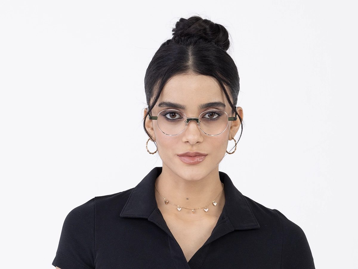 Silver Round Full Rim Metal Glasses 51