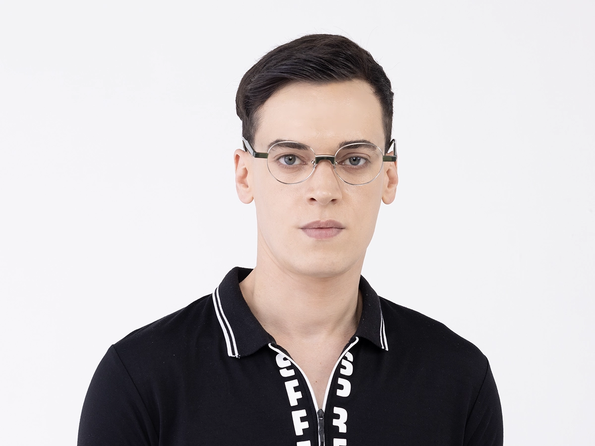 Silver Round Full Rim Metal Glasses 41
