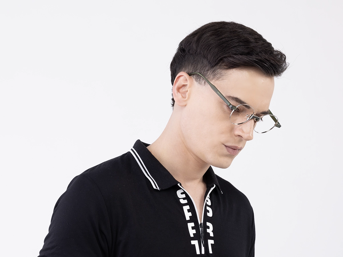 Silver Round Full Rim Metal Glasses 43