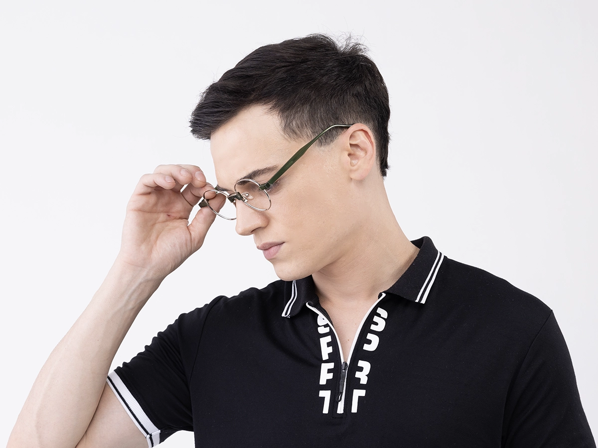 Silver Round Full Rim Metal Glasses 42