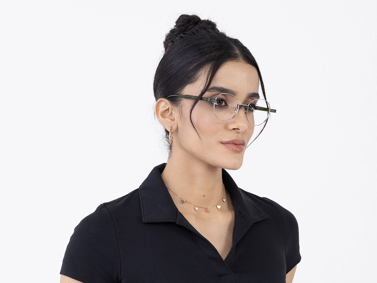 Silver Round Full Rim Metal Glasses 53