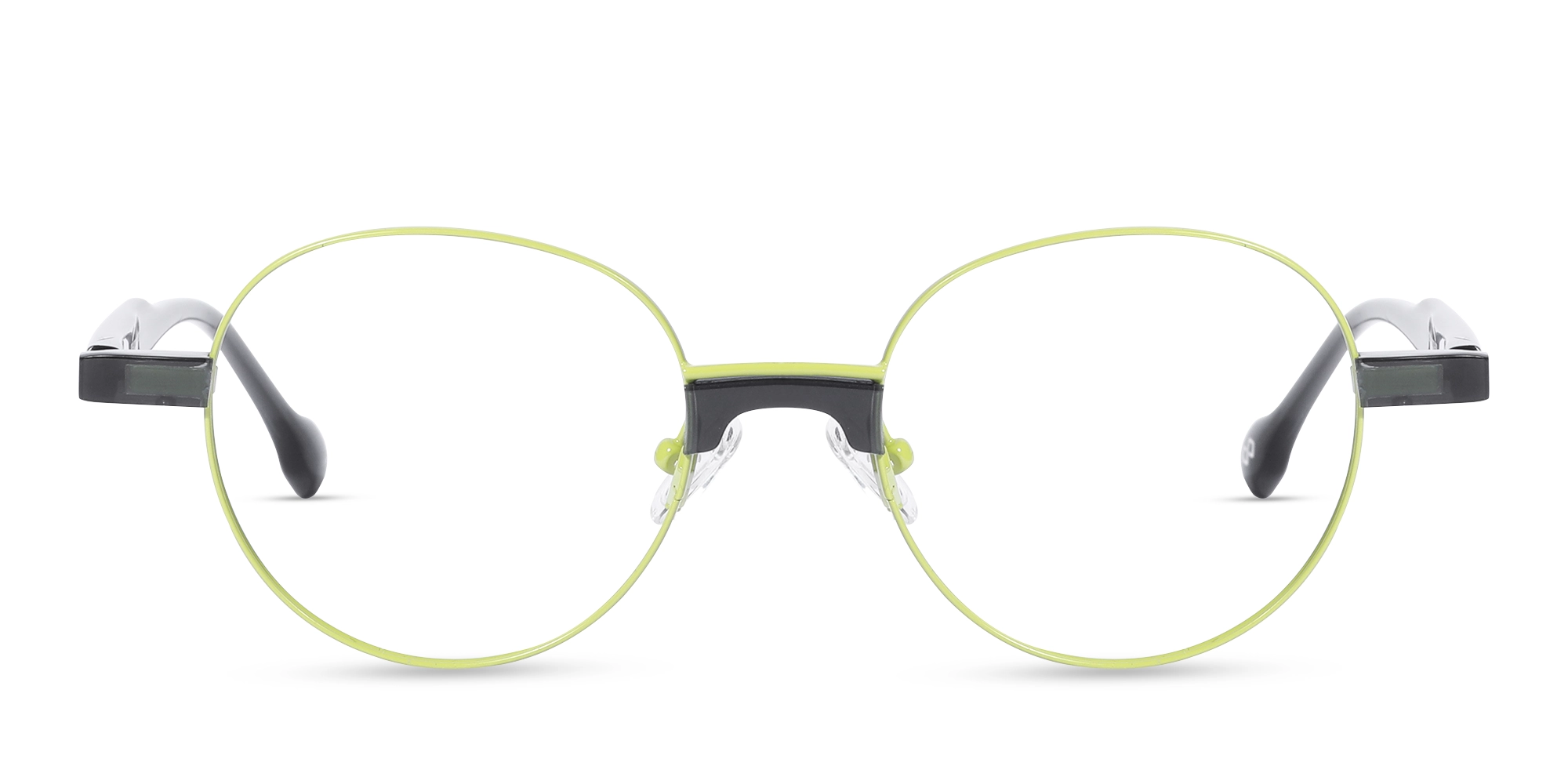 Lime Green Round Metal Full Rim Glasses-1