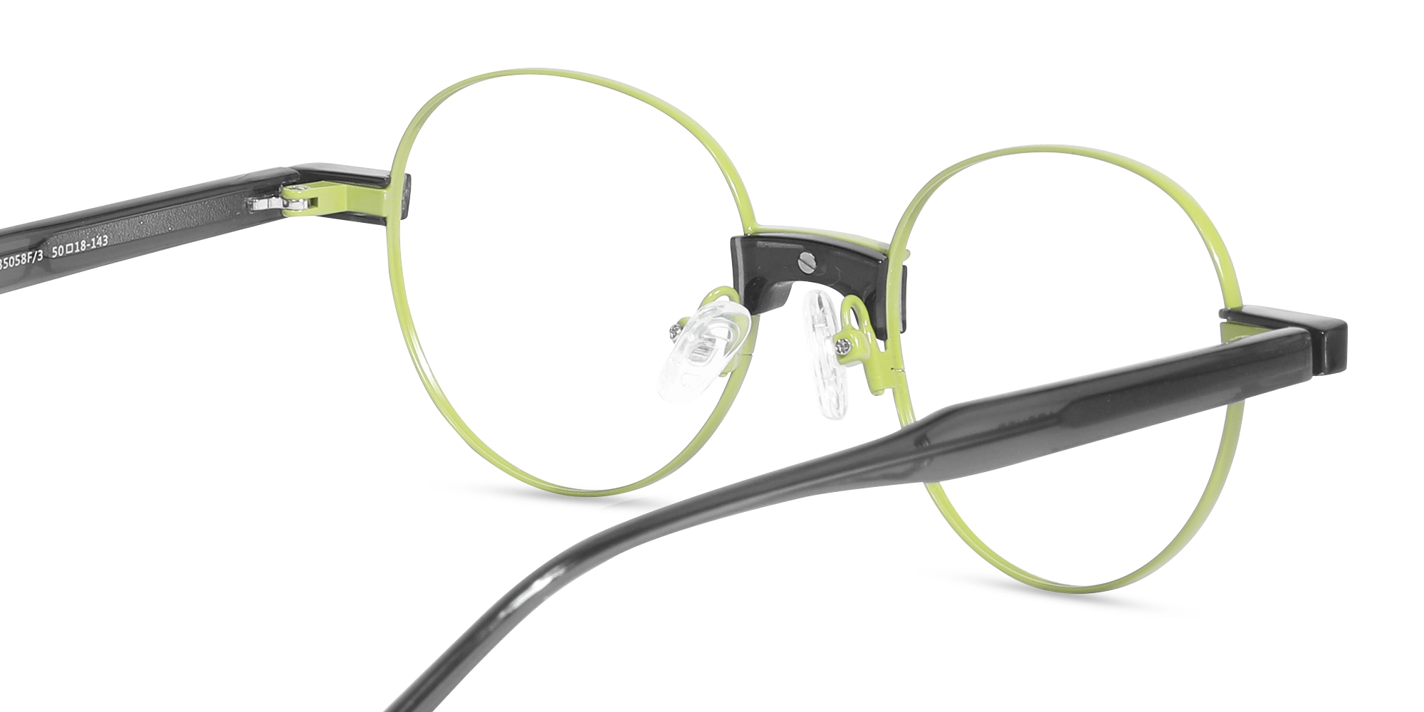Lime Green Round Metal Full Rim Glasses-5