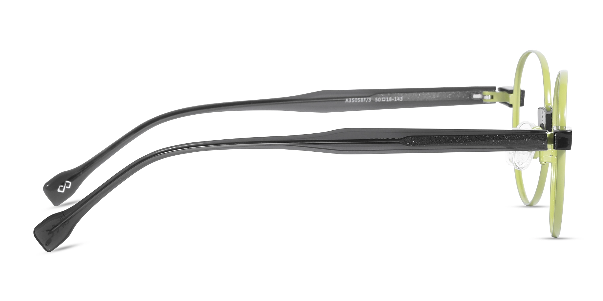 Lime Green Round Metal Full Rim Glasses-4