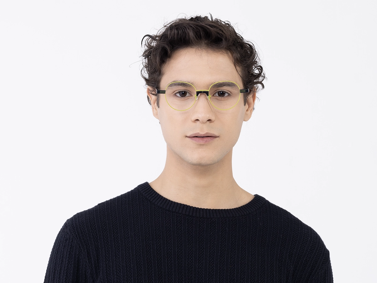 Lime Green Round Metal Full Rim Glasses 41