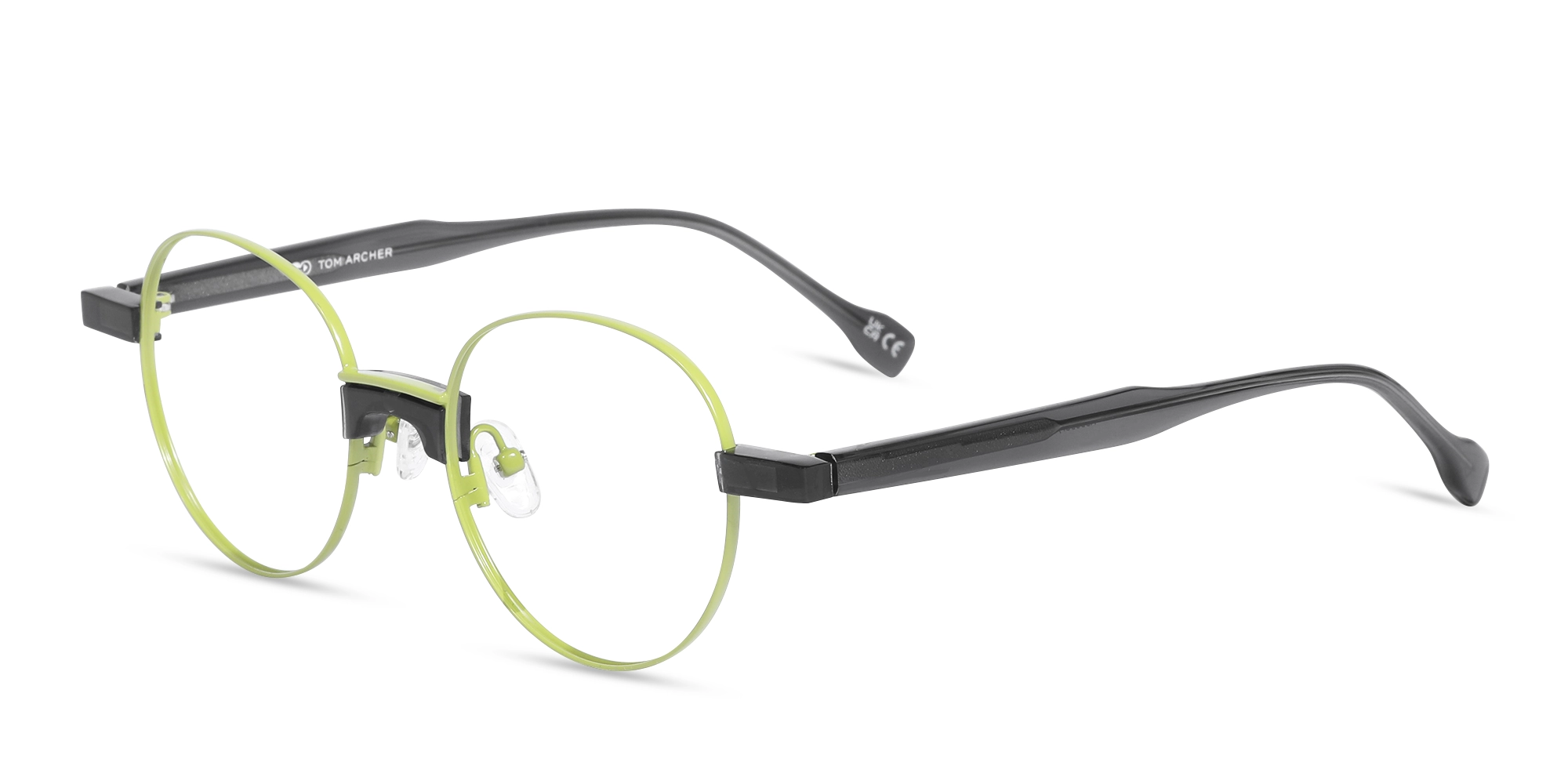 Lime Green Round Metal Full Rim Glasses-3