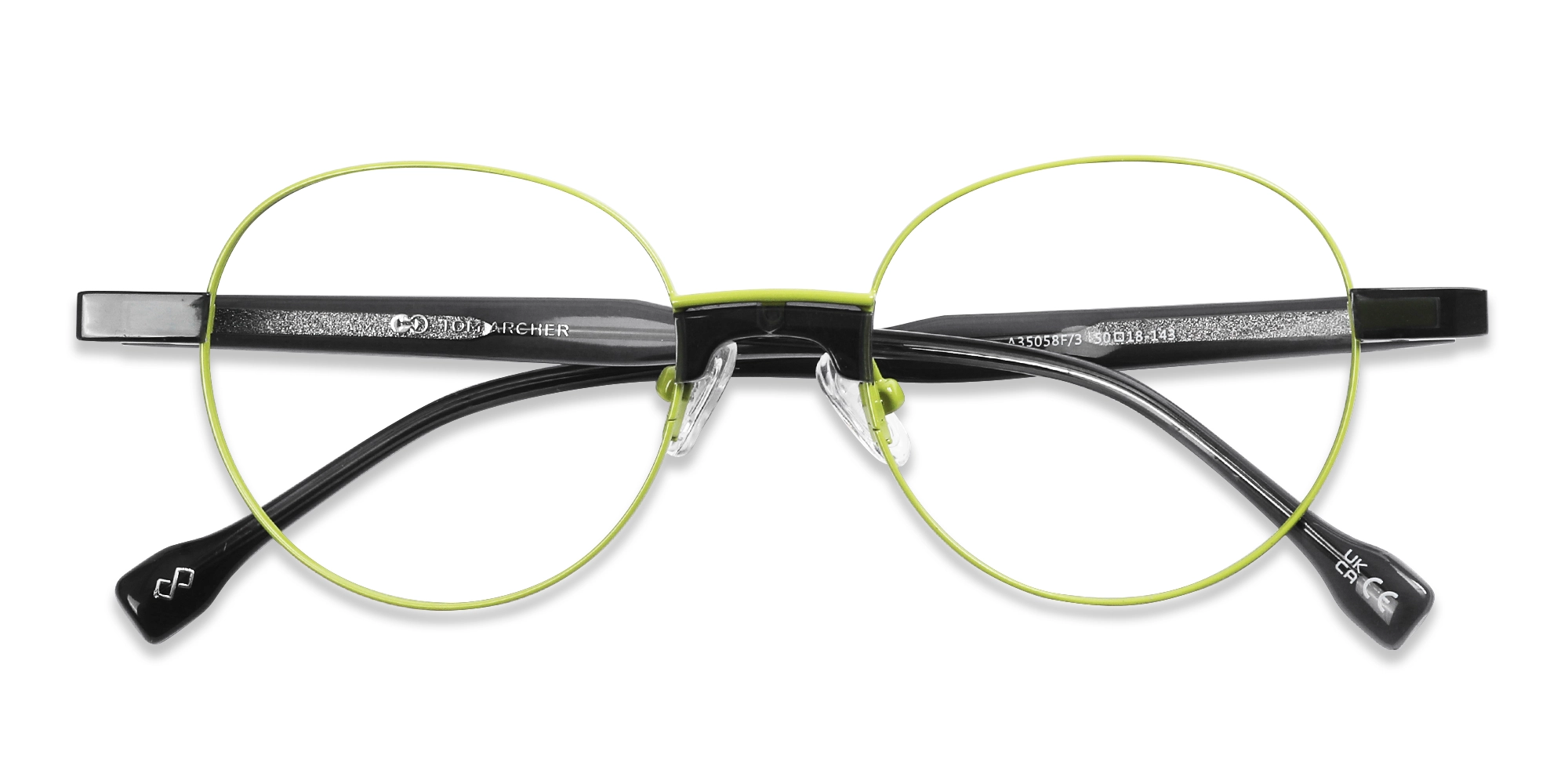 Lime Green Round Metal Full Rim Glasses-6