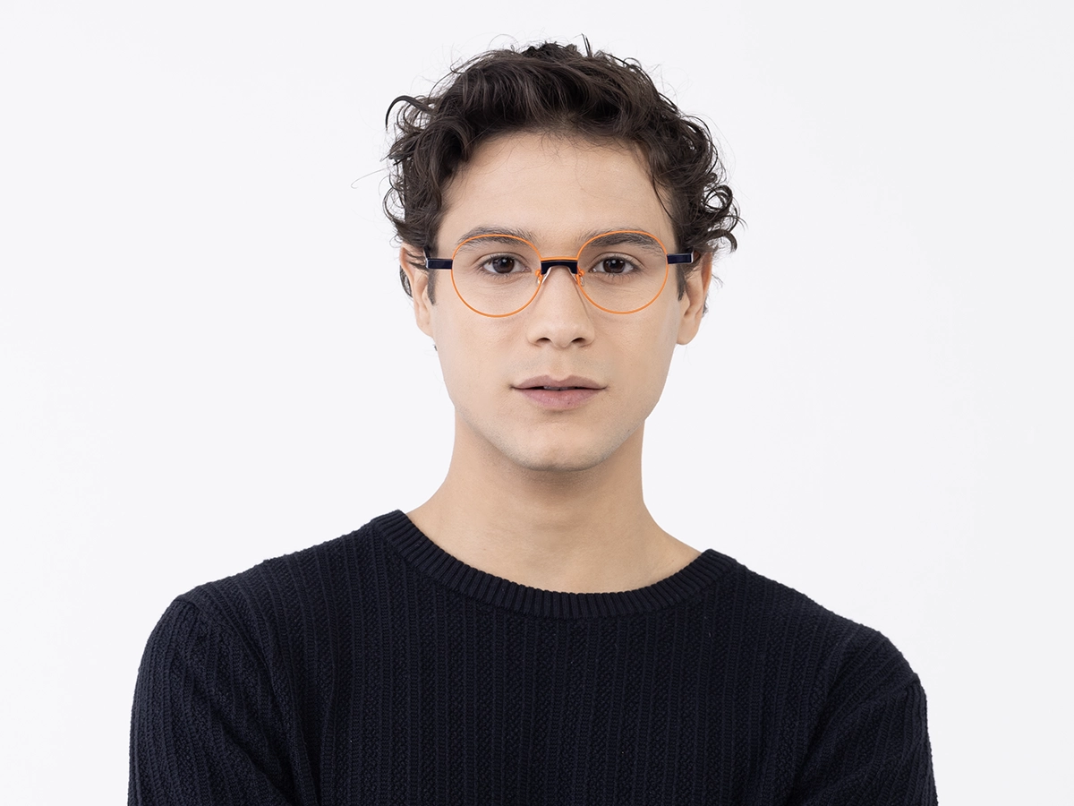 Bright Orange Round Metal Full Rim Eyeglasses 41