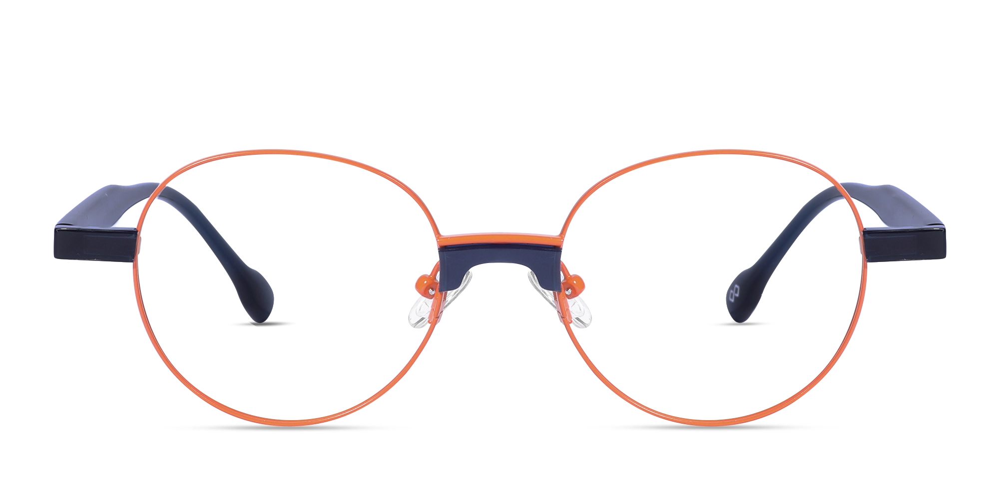 Bright Orange Round Metal Full Rim Eyeglasses-1