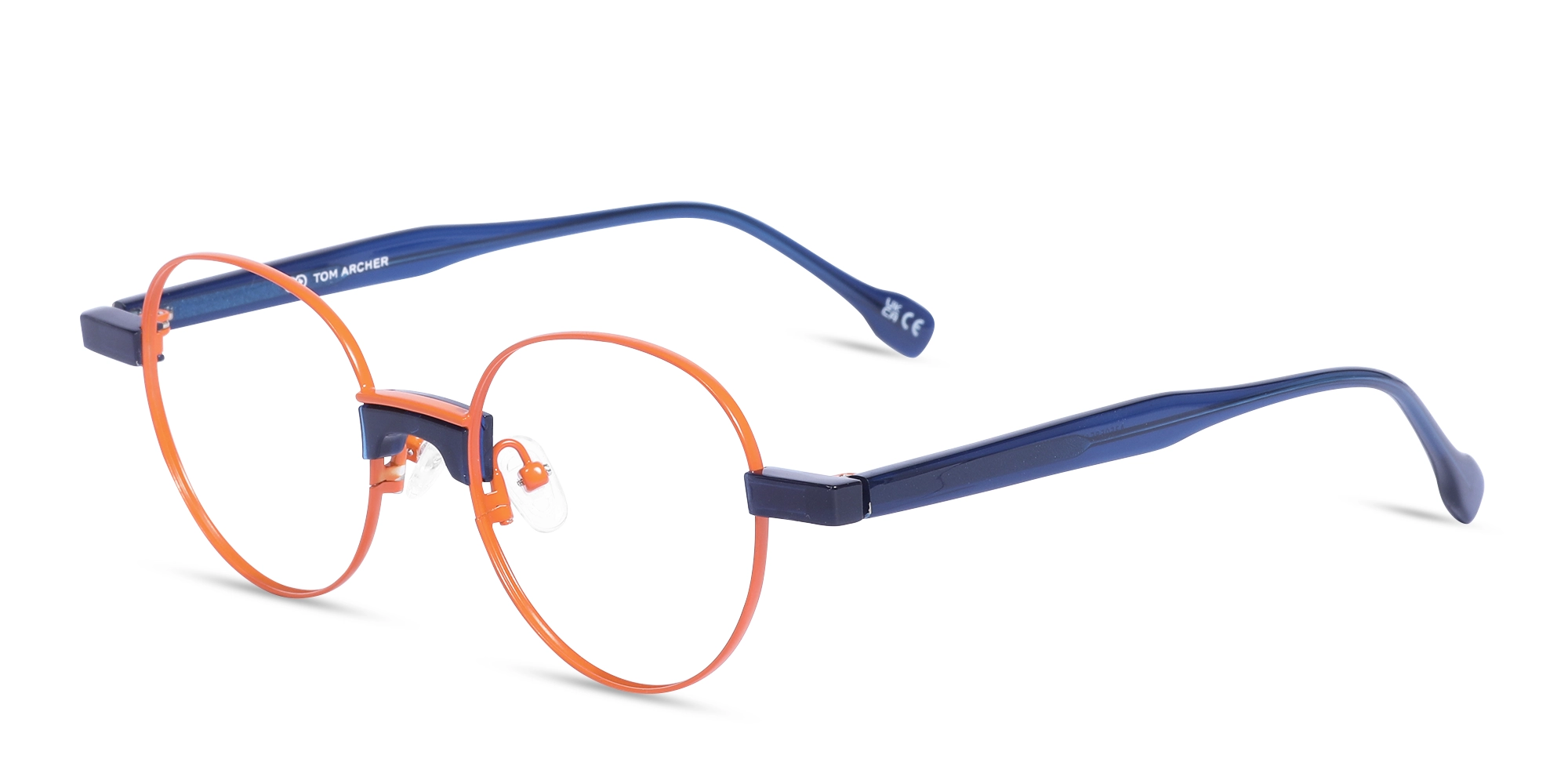 Bright Orange Round Metal Full Rim Eyeglasses-3