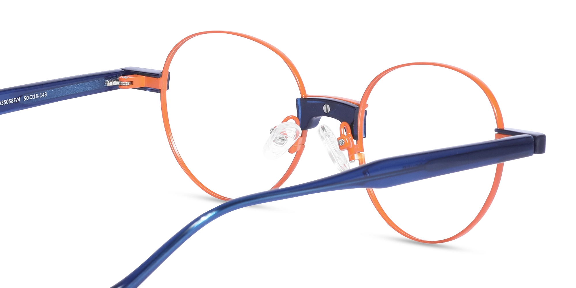 Bright Orange Round Metal Full Rim Eyeglasses-5
