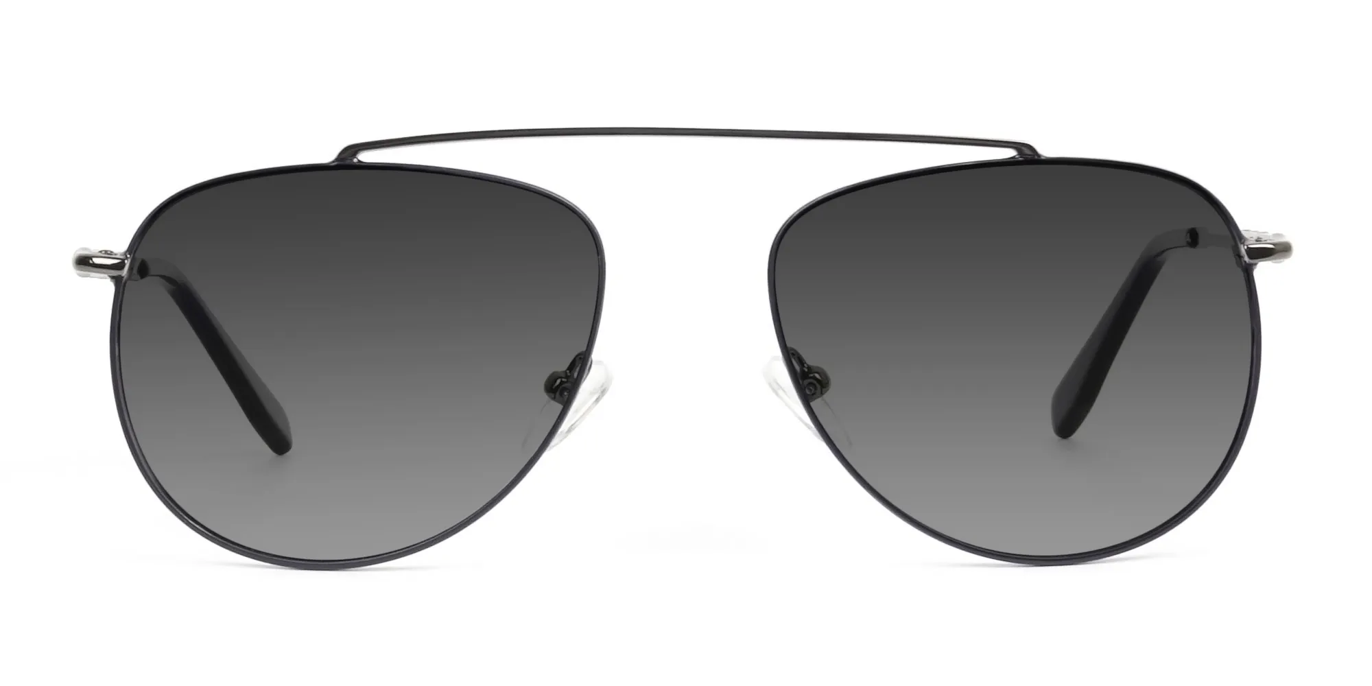 SA3713F/4 - Dark Navy Thin Metal Pilot Grey Tinted Sunglasses