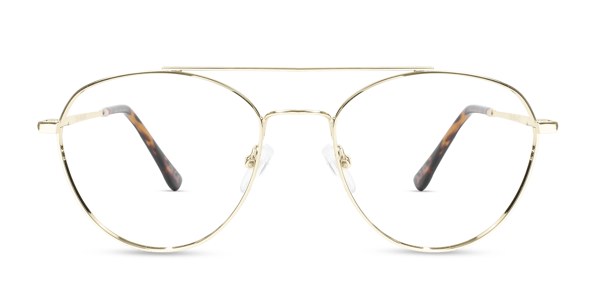 Gold Double Bridge Metal Eyeglasses-1 Gold Double Bridge Metal Eyeglasses-1