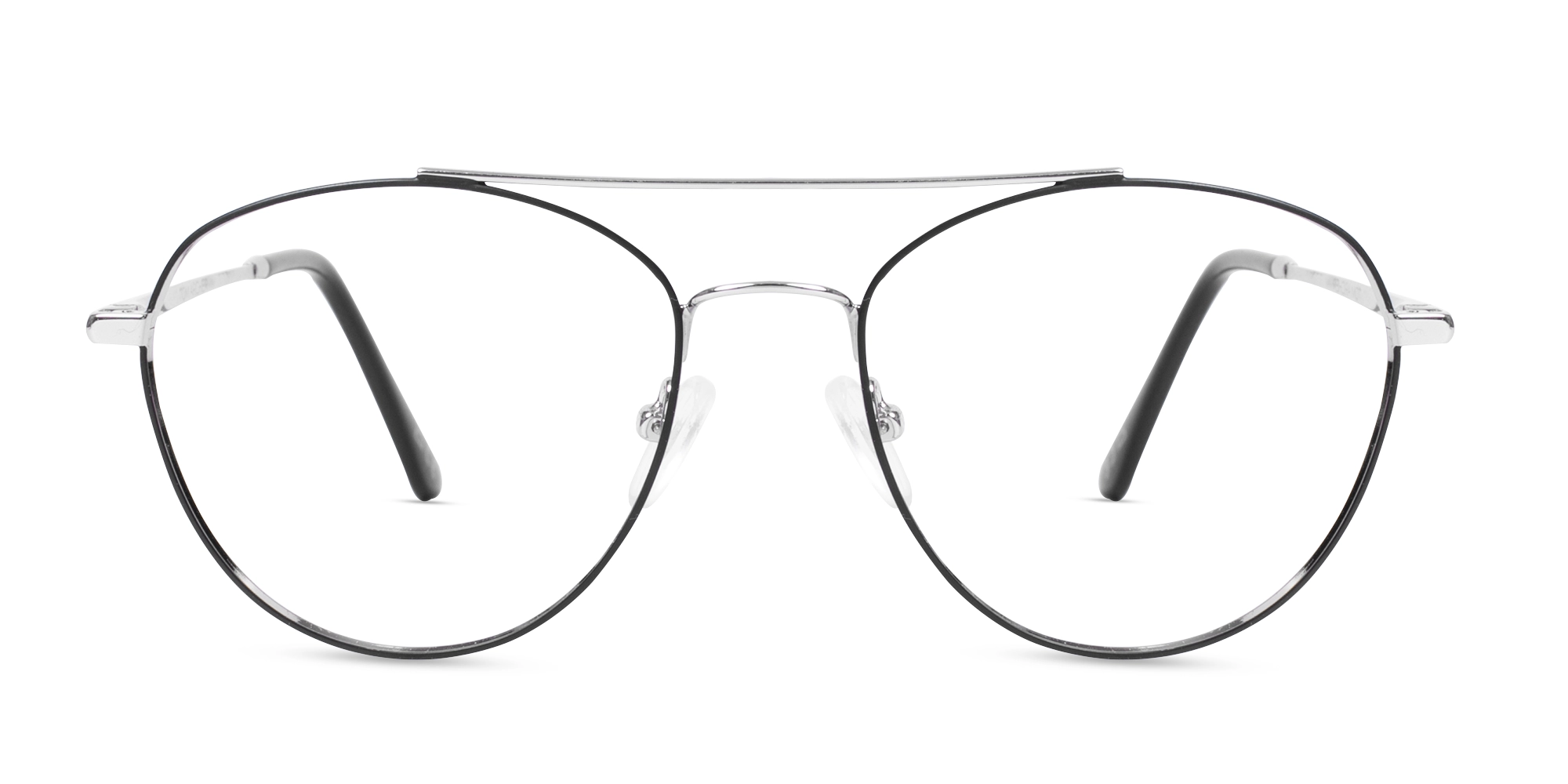 Black & Silver Pilot Double Bridge Glasses -1 Black & Silver Pilot Double Bridge Glasses -1