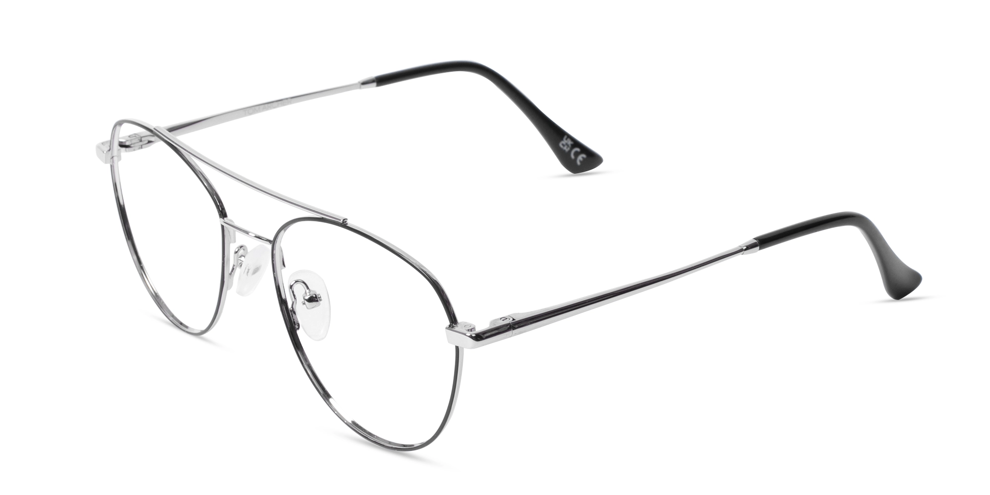 Black & Silver Pilot Double Bridge Glasses -3