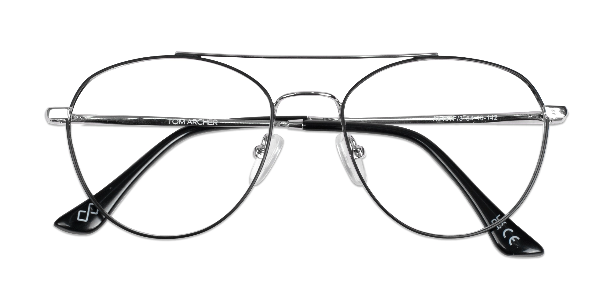 Black & Silver Pilot Double Bridge Glasses -6