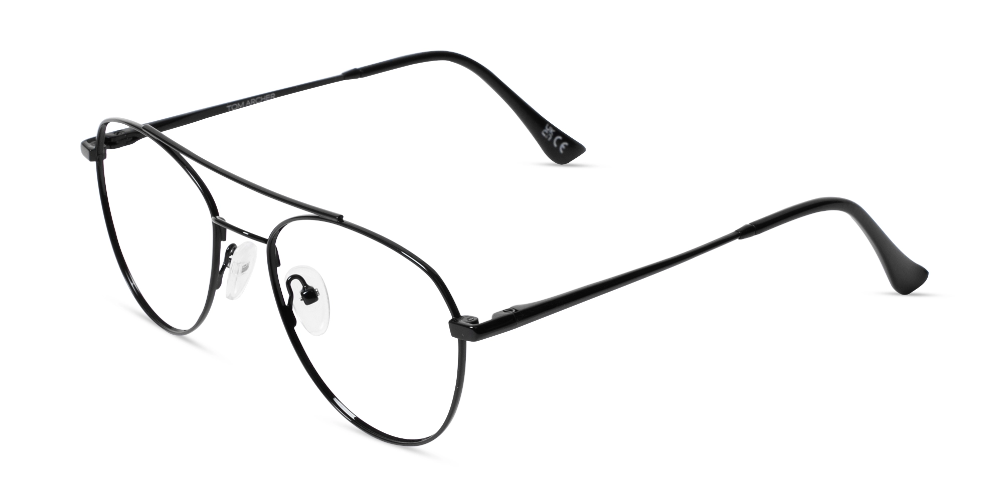 Black Pilot Double Bridge Metal Glasses-3