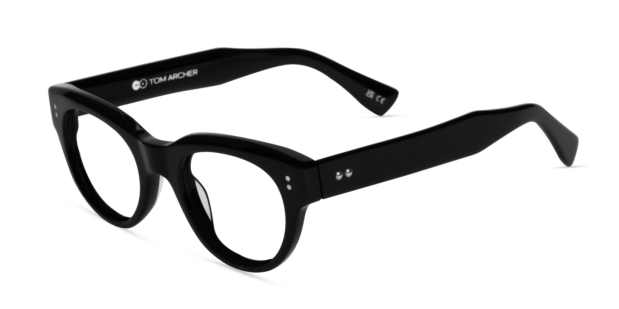 Black Oval Cat-eye Full-Rim Glasses-3
