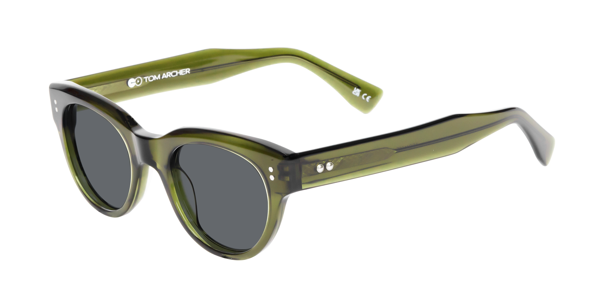 Crystal Olive Green Cat-Eye Sunglasses-3