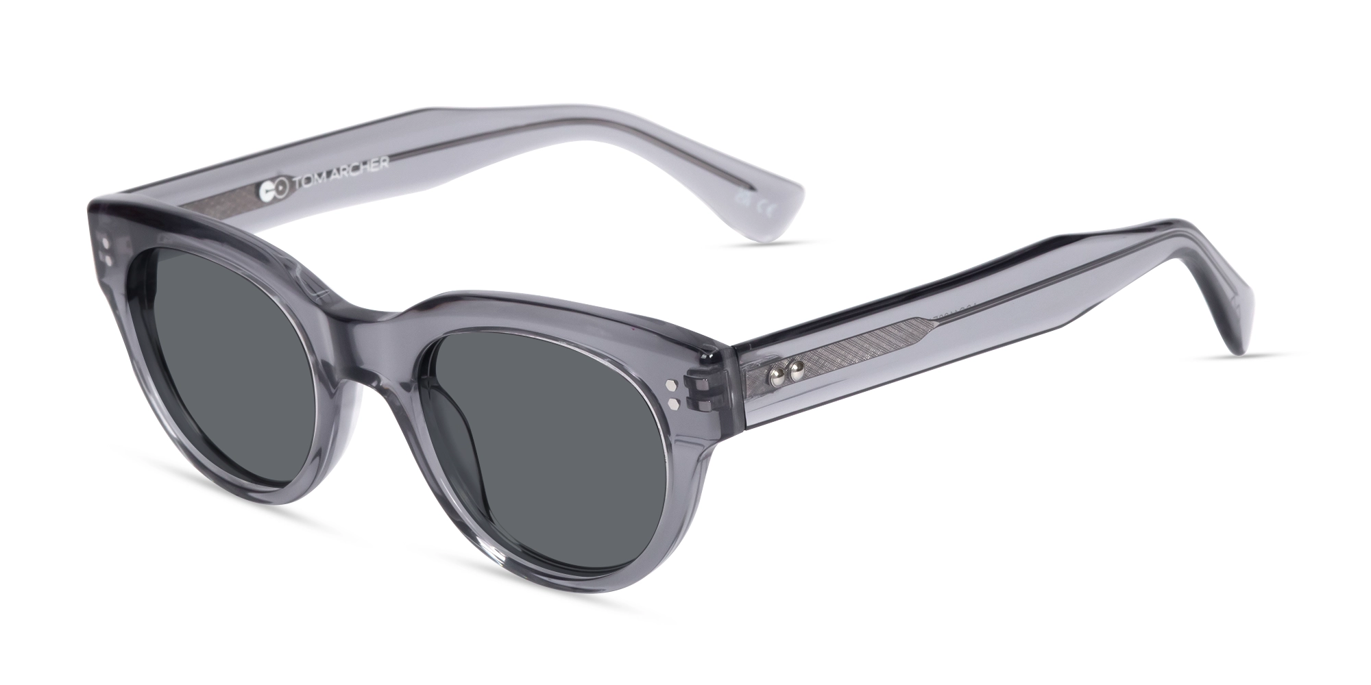 Crystal Blueish Grey Cat-Eye Oval Sunglasses-3