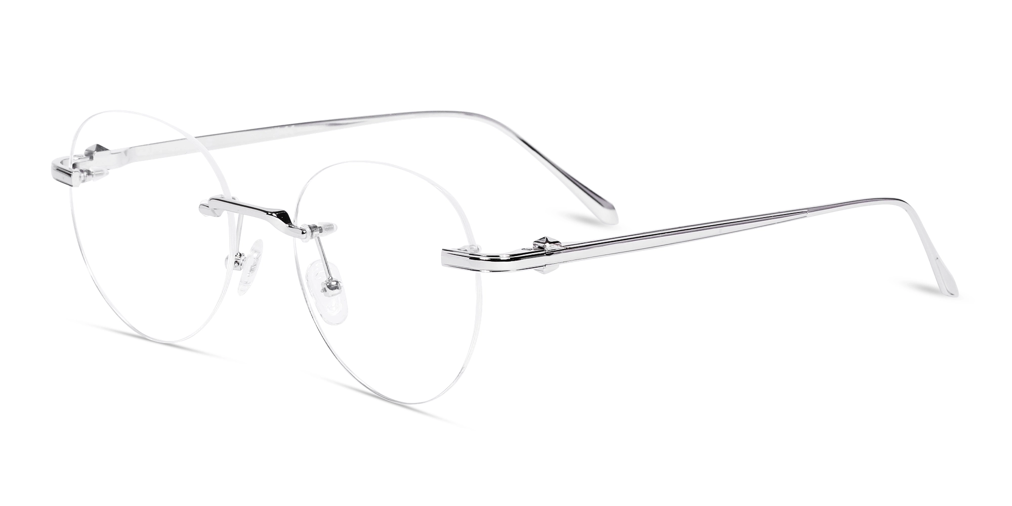 Round Silver Rimless Frame Glasse 3