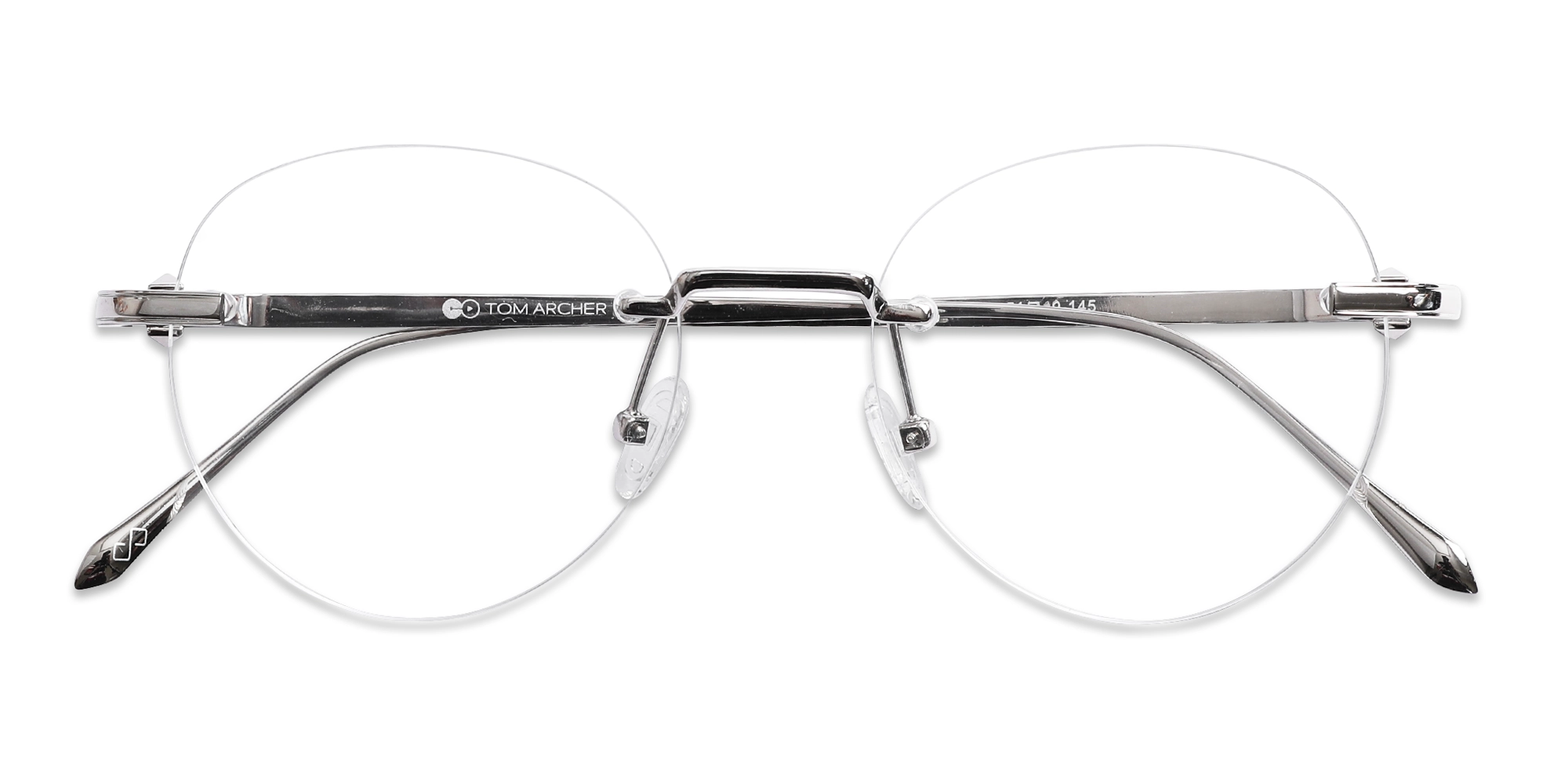 Round Silver Rimless Frame Glasses 6