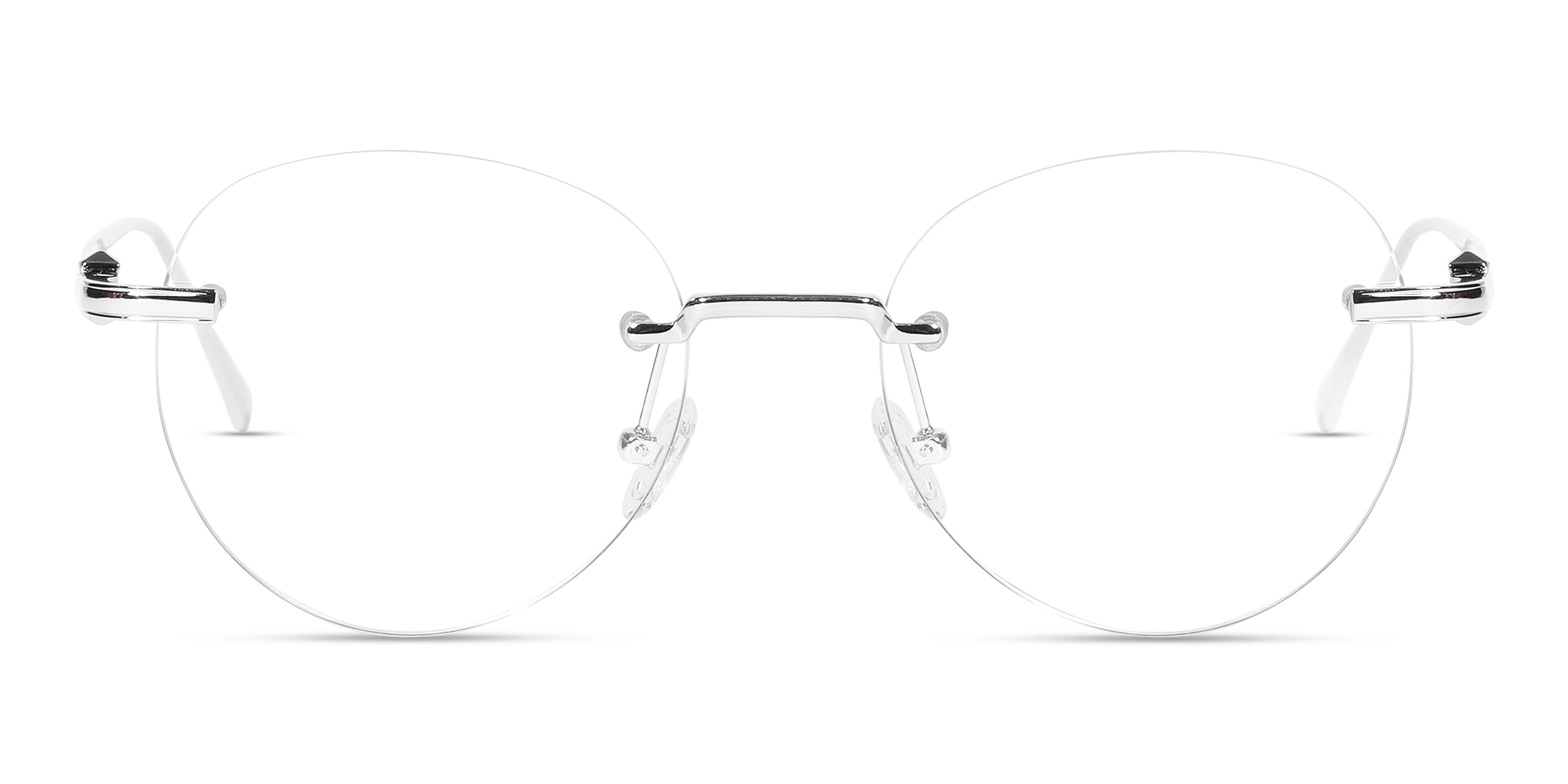 Round Silver Rimless Frame Glasses 1