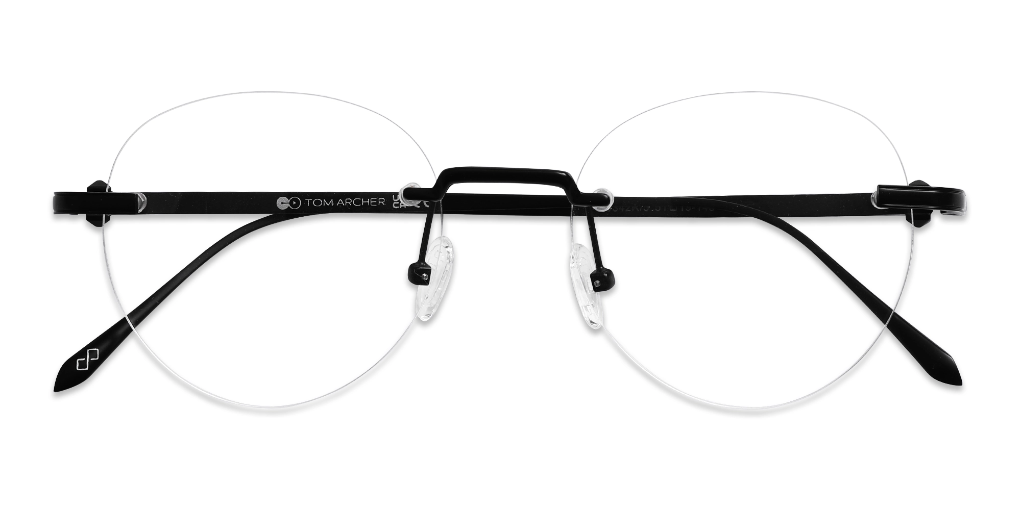 Matte Black Round Rimless Glasses 6