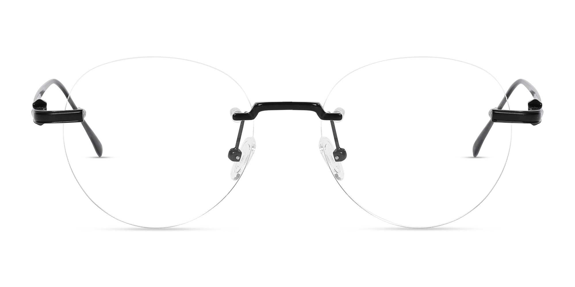 Matte Black Round Rimless Glasses 1