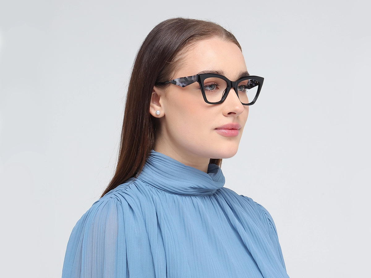 Black Square Cateye Glasses-52