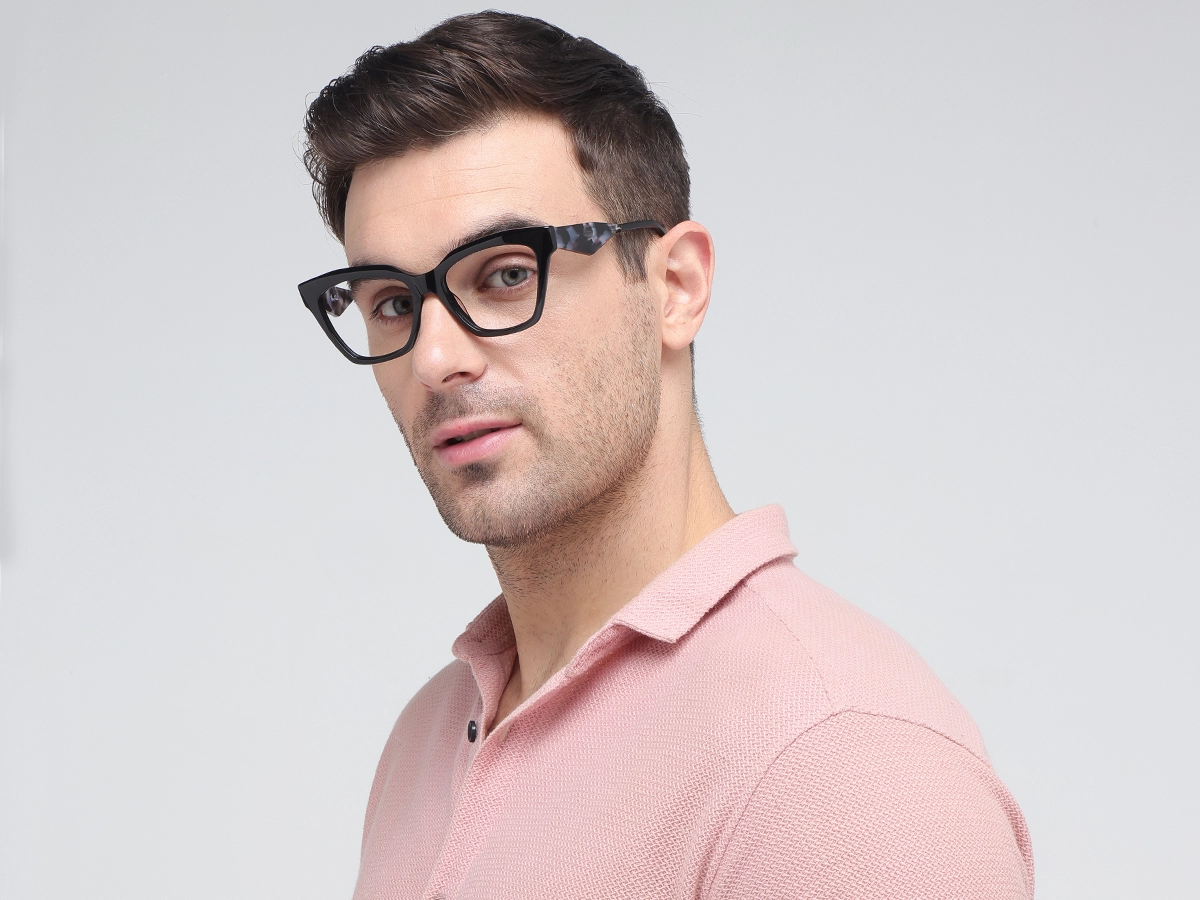 Black Square Cateye Glasses-43