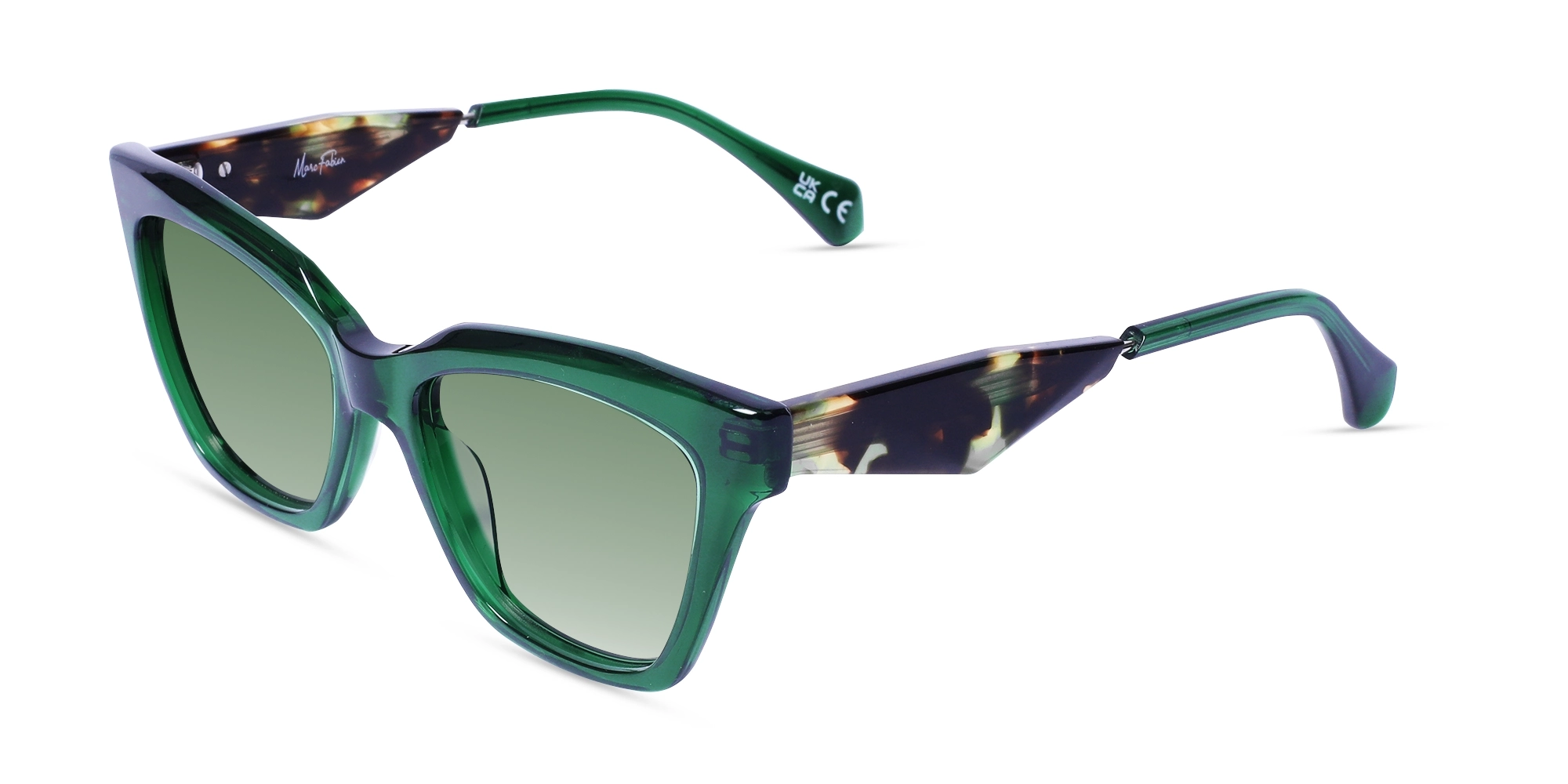 Green Gradient Square Full-Rim Sunglasses-3