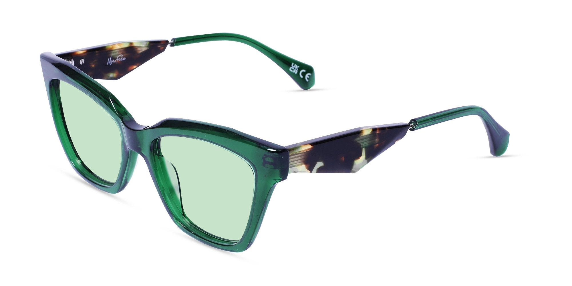 Tortoise Frame With Green Solid Tint Sunglasses-3