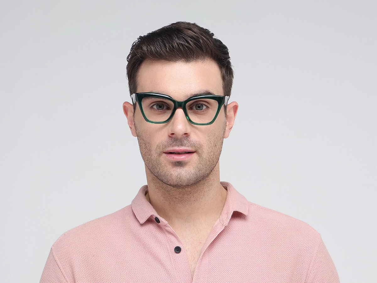 Crystal Emerald Green Square Cateye Glasses-41