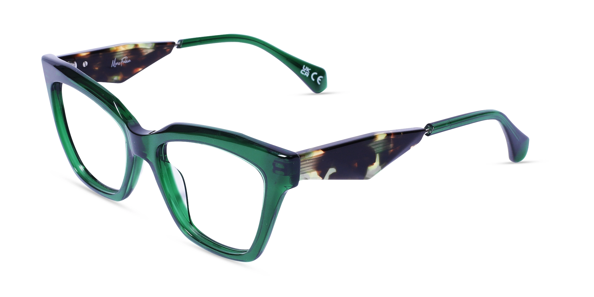 Crystal Emerald Green Square Cateye Glasses-3