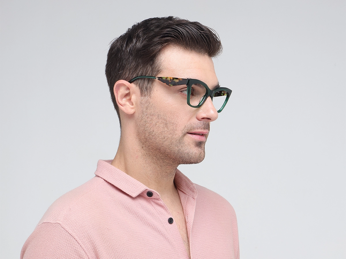 Crystal Emerald Green Square Cateye Glasses-42