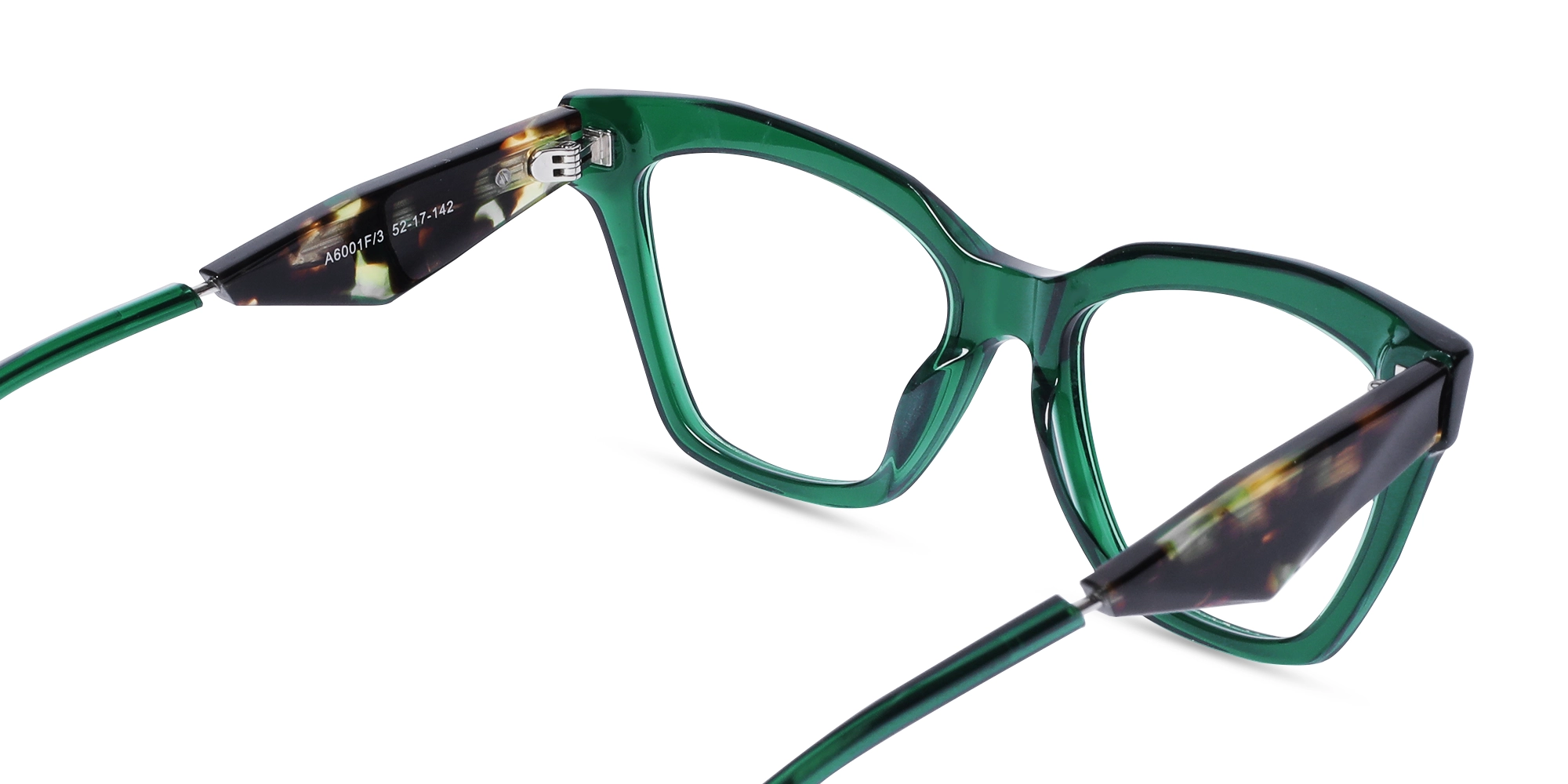 Crystal Emerald Green Square Cateye Glasses-5
