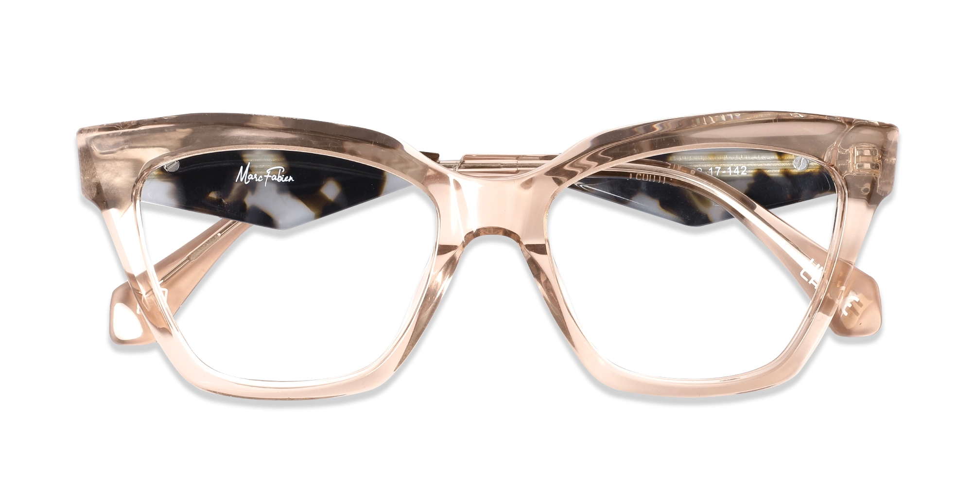 Crystal Peach Beige Square Cateye Glasses-6