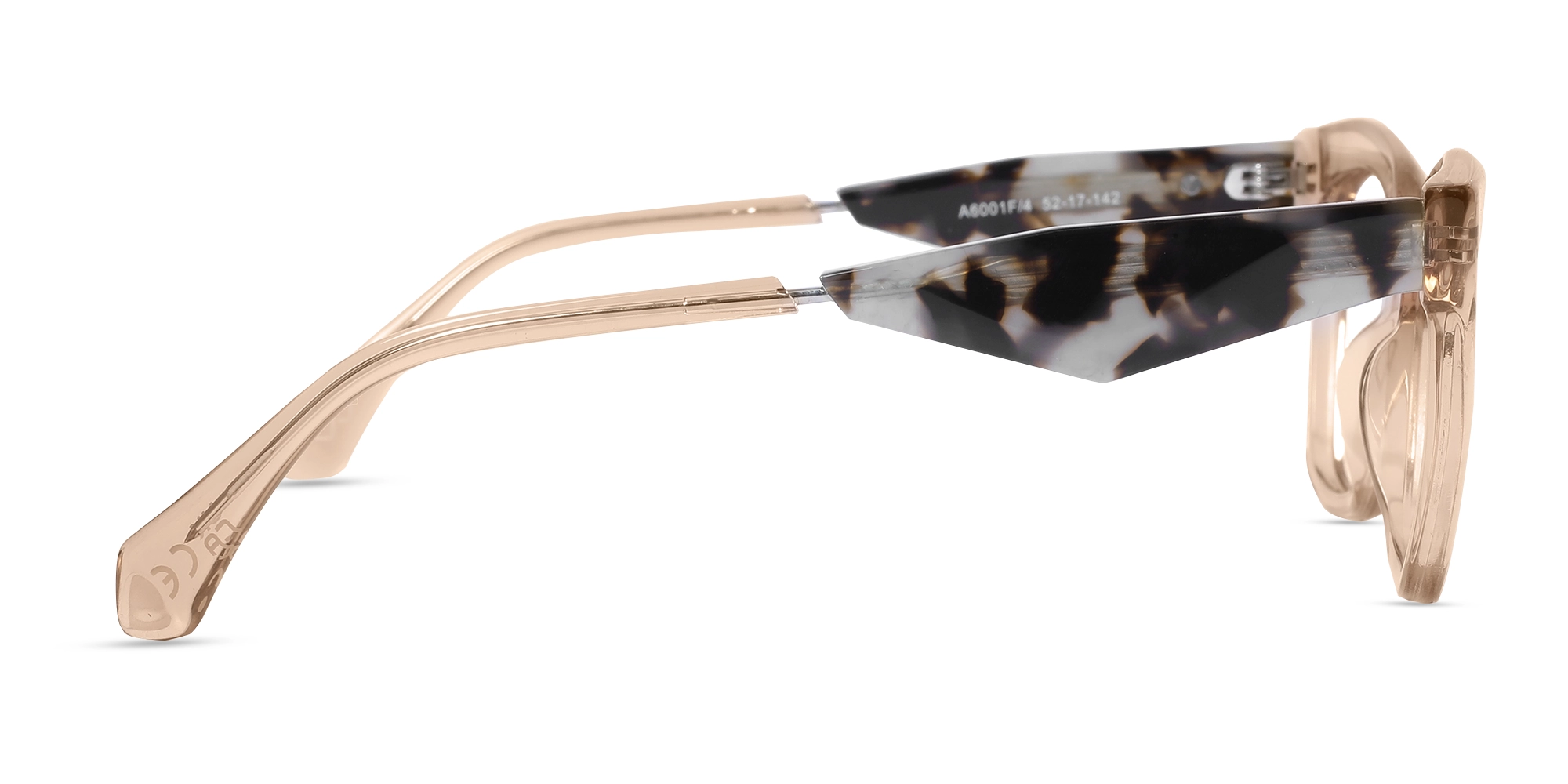 Crystal Peach Beige Square Cateye Glasses-4