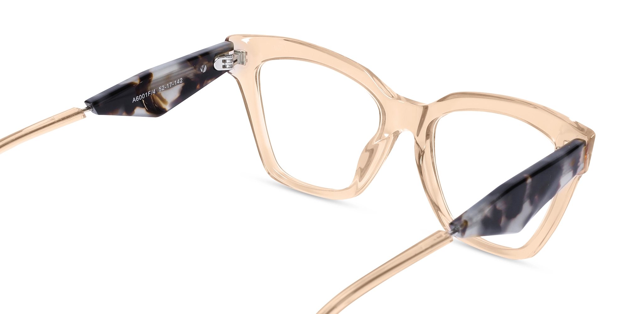 Crystal Peach Beige Square Cateye Glasses-5