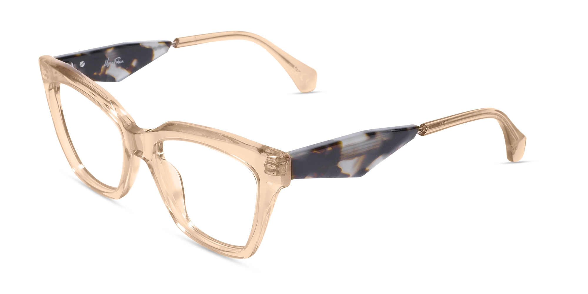 Crystal Peach Beige Square Cateye Glasses-3 Crystal Peach Beige Square Cateye Glasses-3