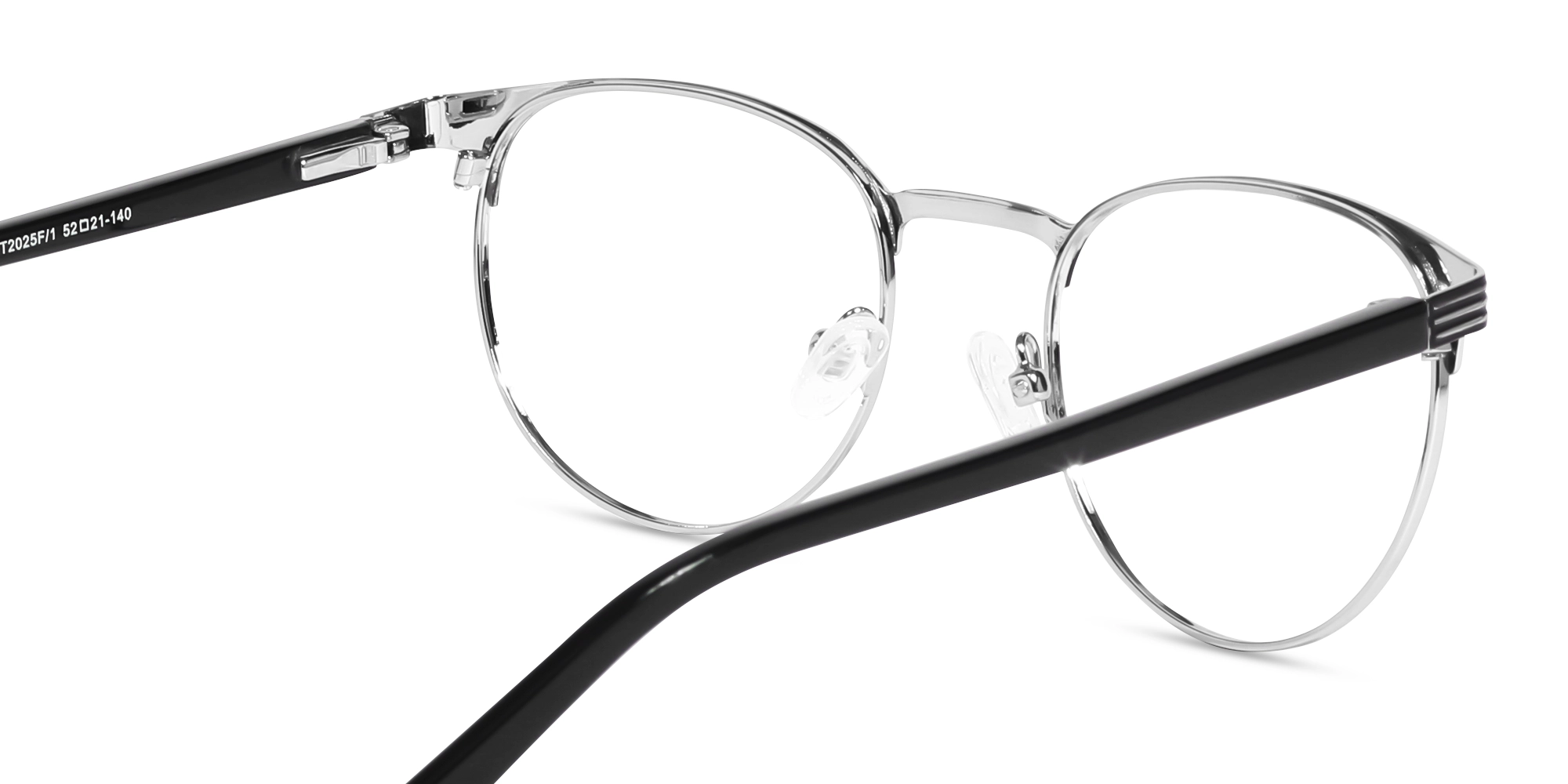 Matte Black & Silver Round Metal Glasses-5
