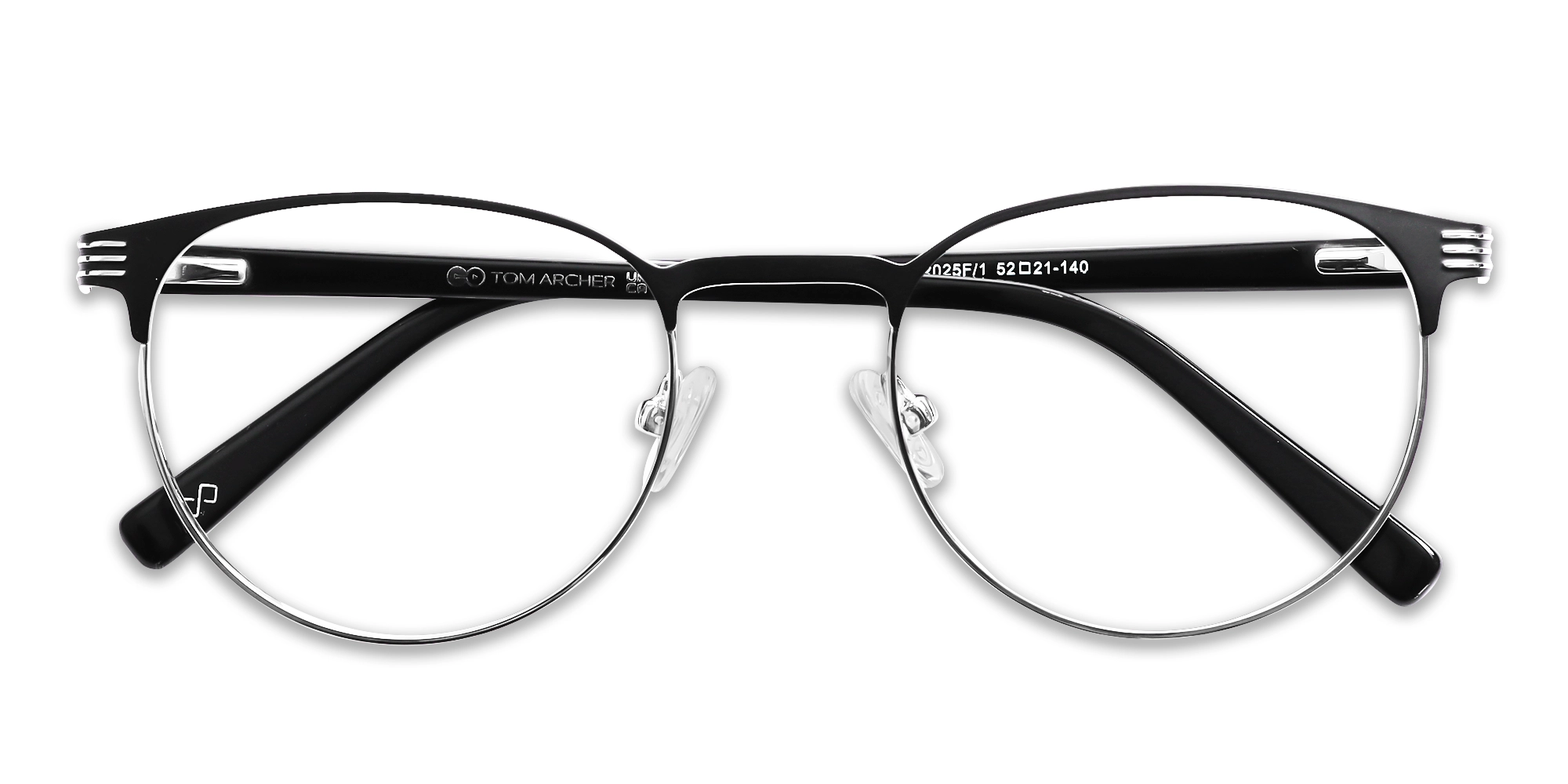 Matte Black & Silver Round Metal Glasses-6
