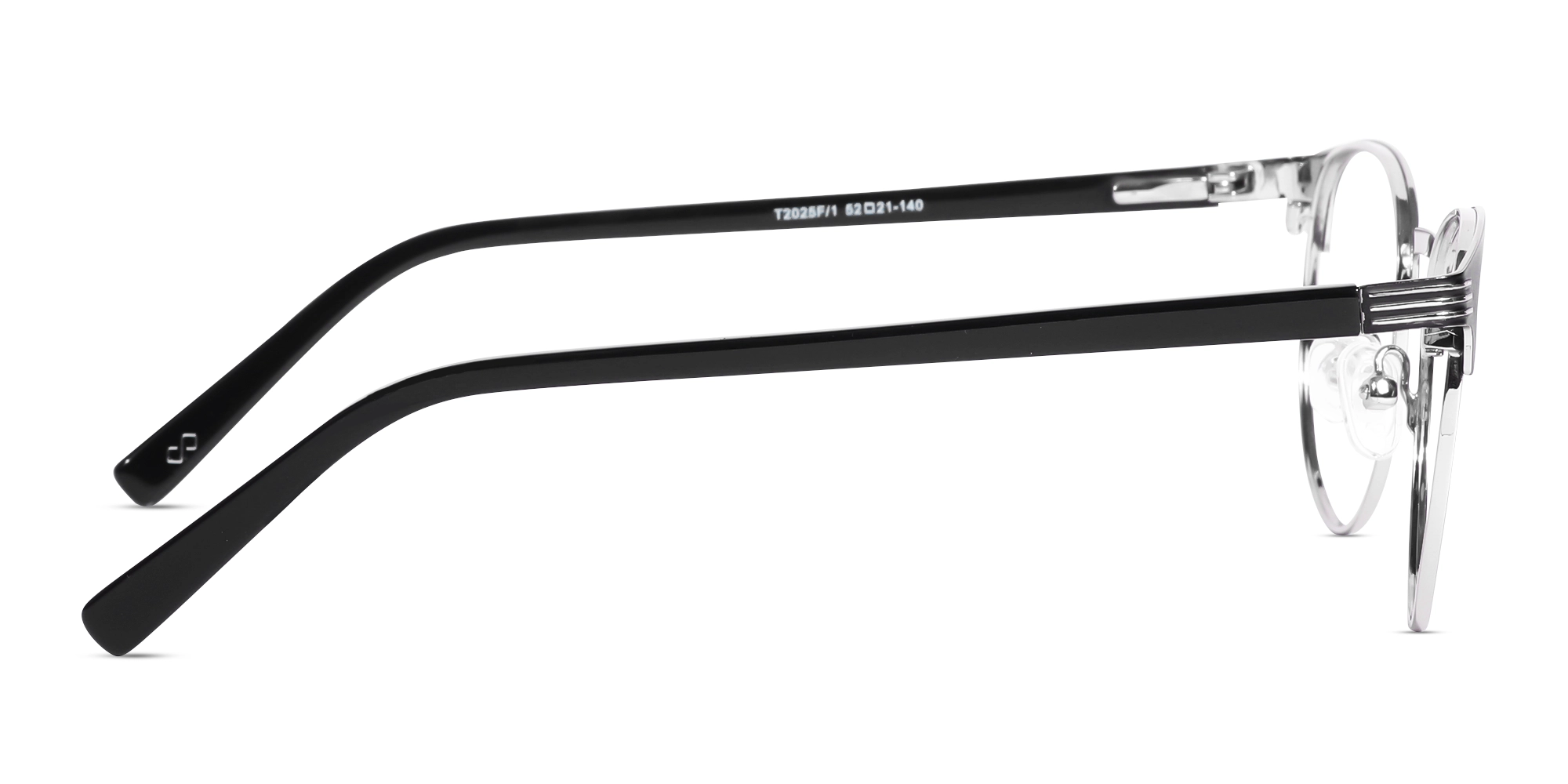 Matte Black & Silver Round Metal Glasses-4