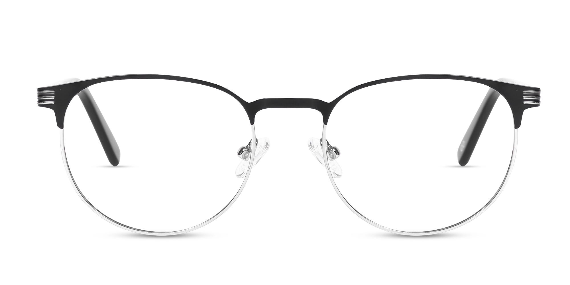 Matte Black & Silver Round Metal Glasses-1