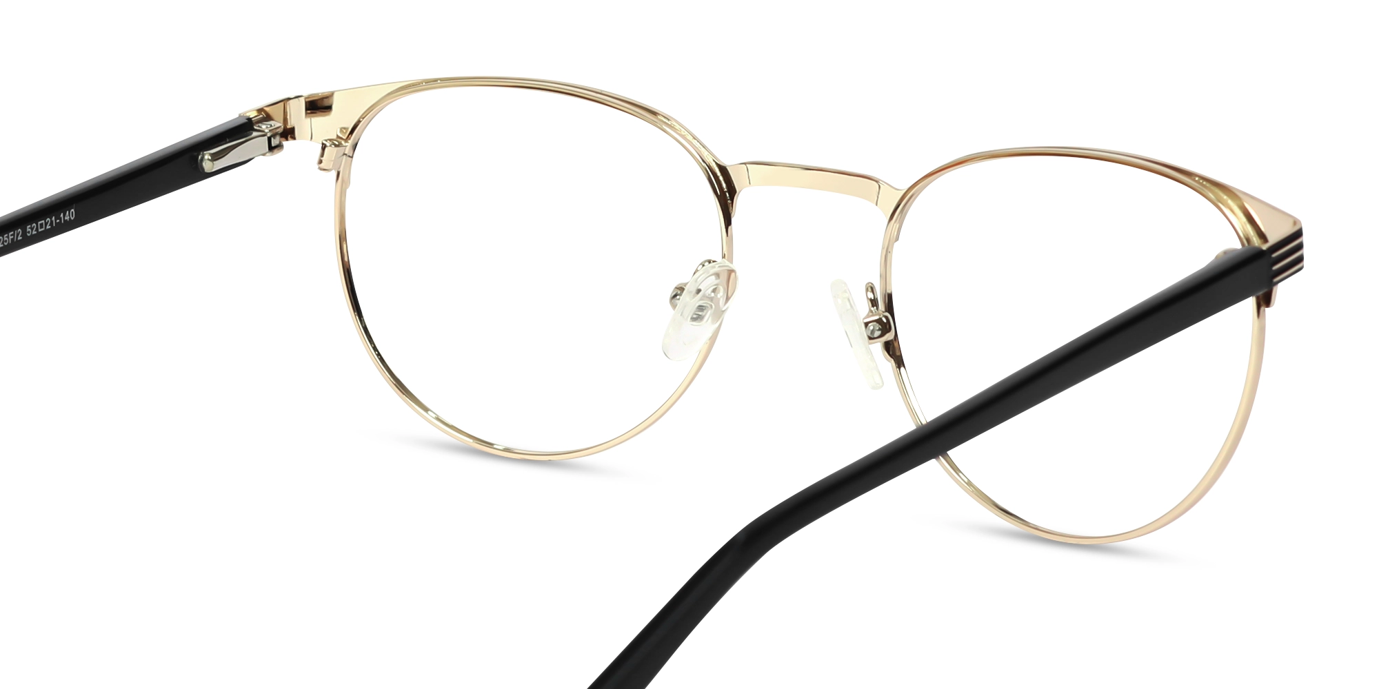 Matte Black & Gold Round Titanium Glasses-5