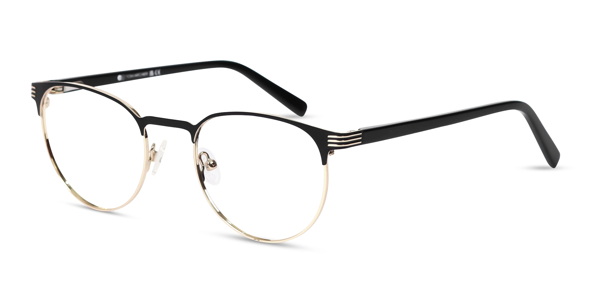 Matte Black & Gold Round Titanium Glasses-3