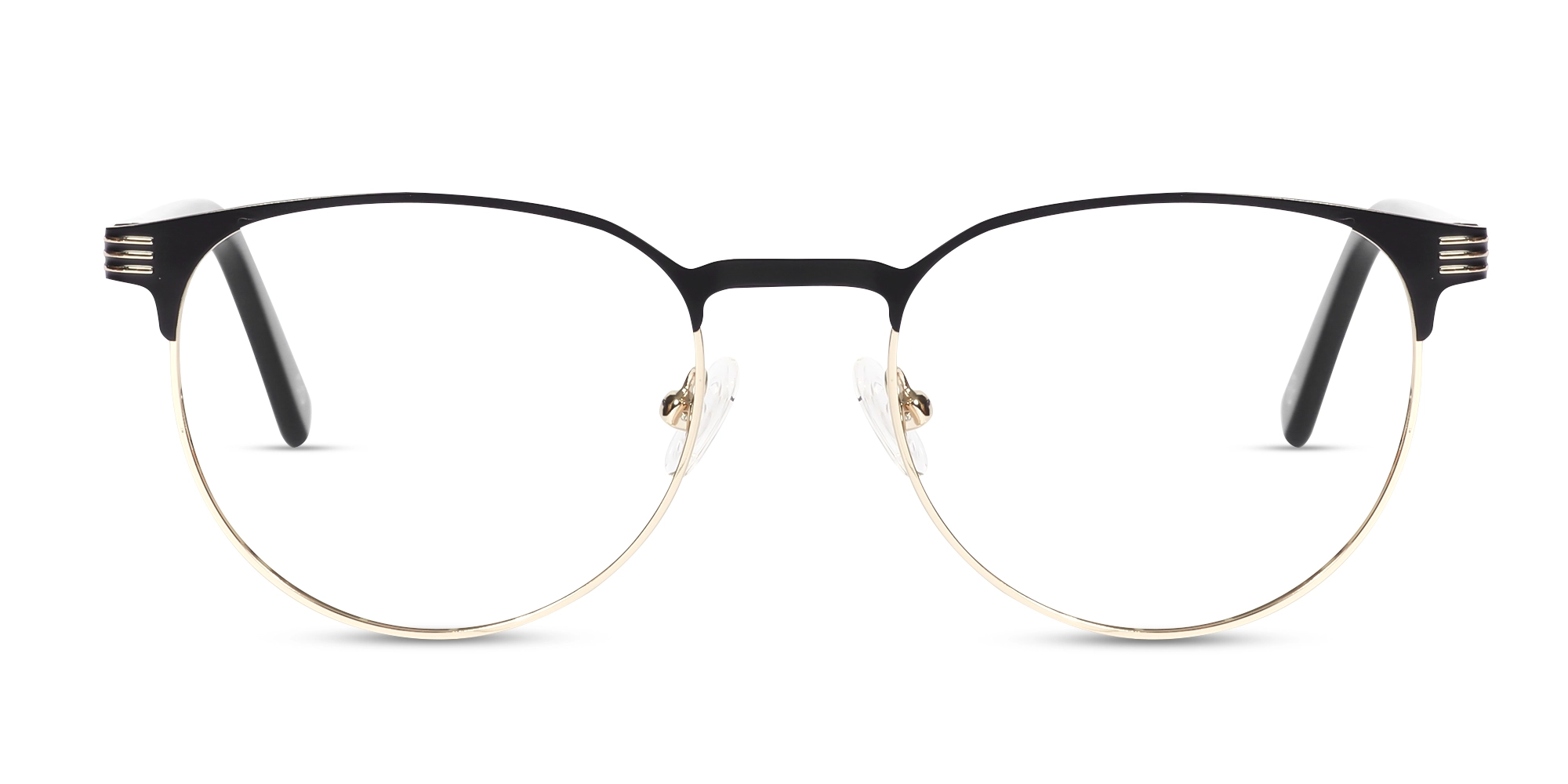Matte Black & Gold Round Titanium Glasses-1